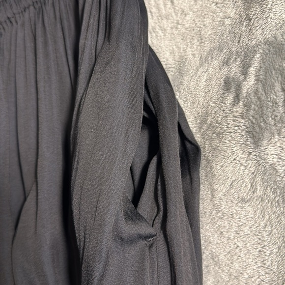 Uniqlo‎ black goucho pants size L elastic waist summer cropped - Picture 3 of 5